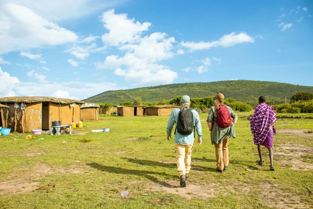 tourists in Masai Village