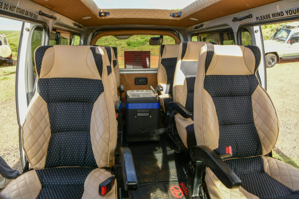 inside a tour van in kenya