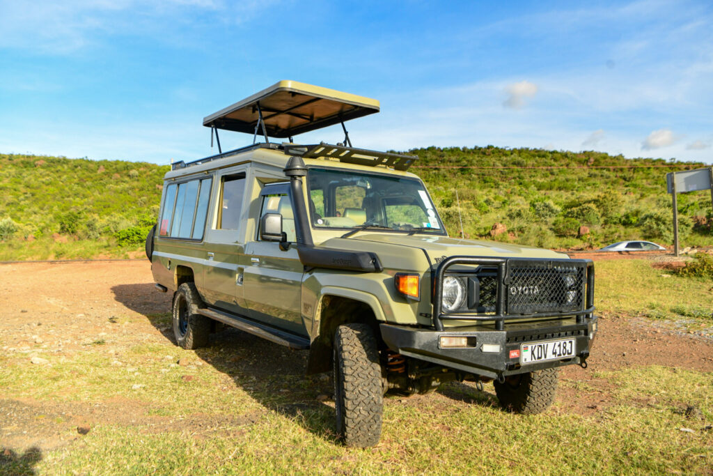 jeep in a safari, kenya