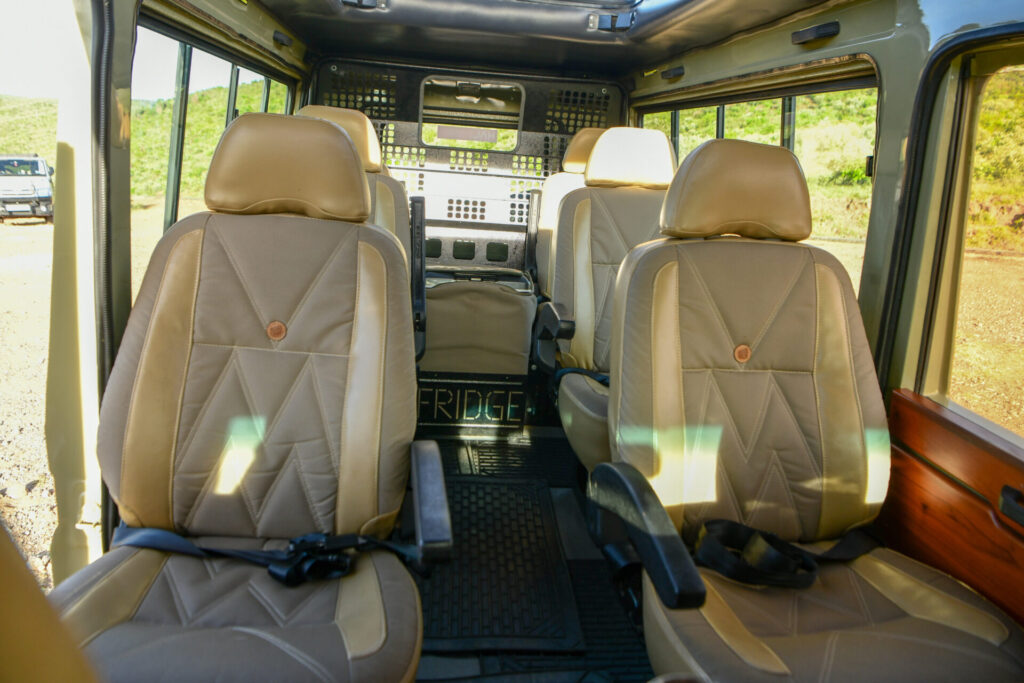 inside a safari jeep in kenya