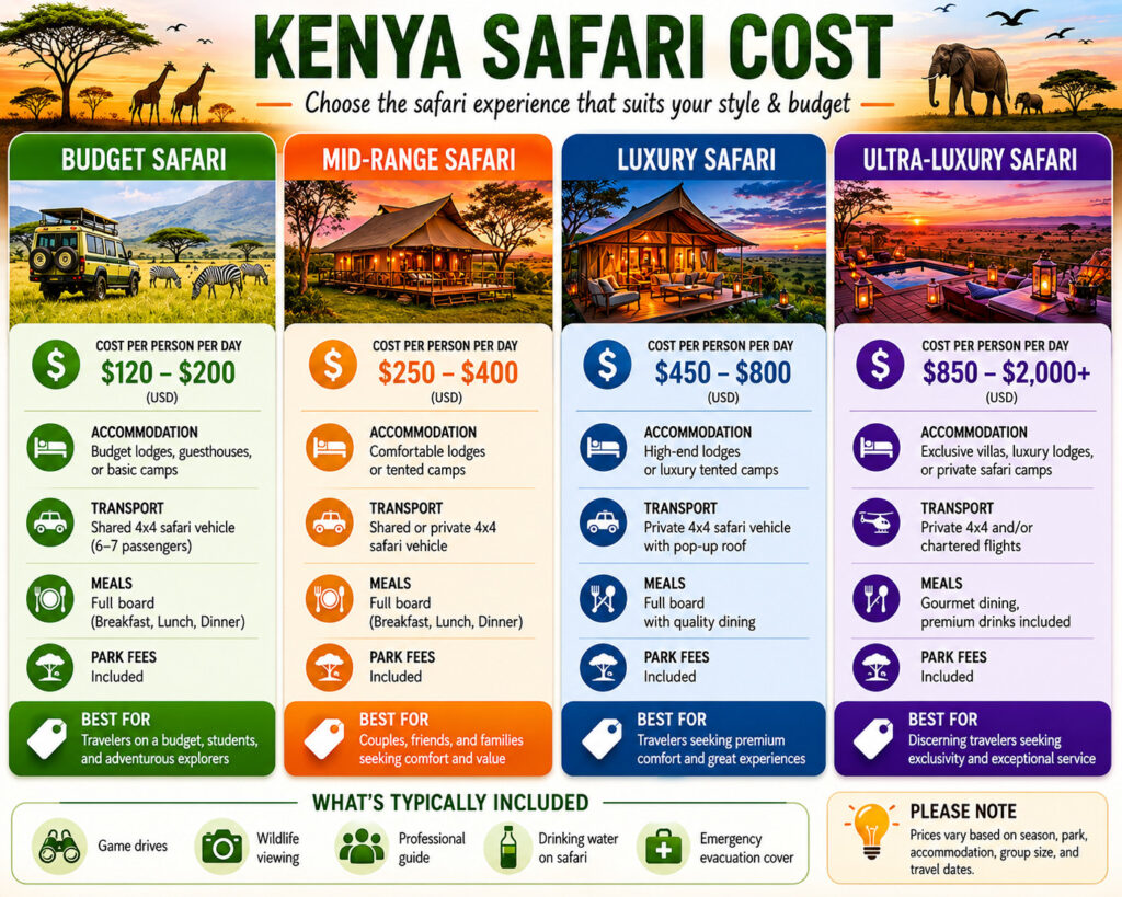 How Much Does a Kenya Safari Cost in 2026? 2 kenya safari cost breakdown
